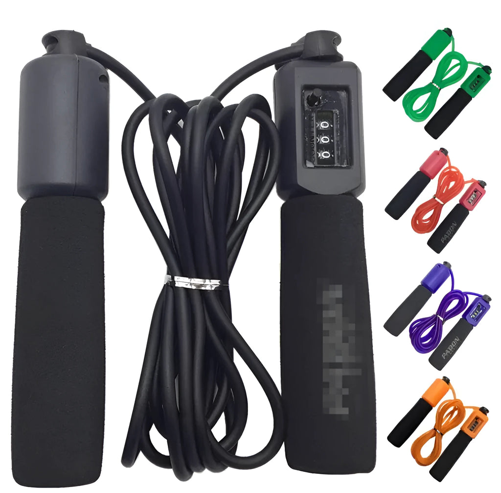 Adjustable 3 metre skipping rope with sponge grip handles in multiple colour options