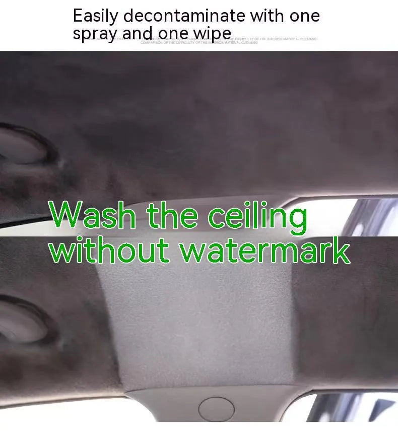 Fabric roof foam cleaner bottles with towel and sponge wipes for interior ceiling cleaning