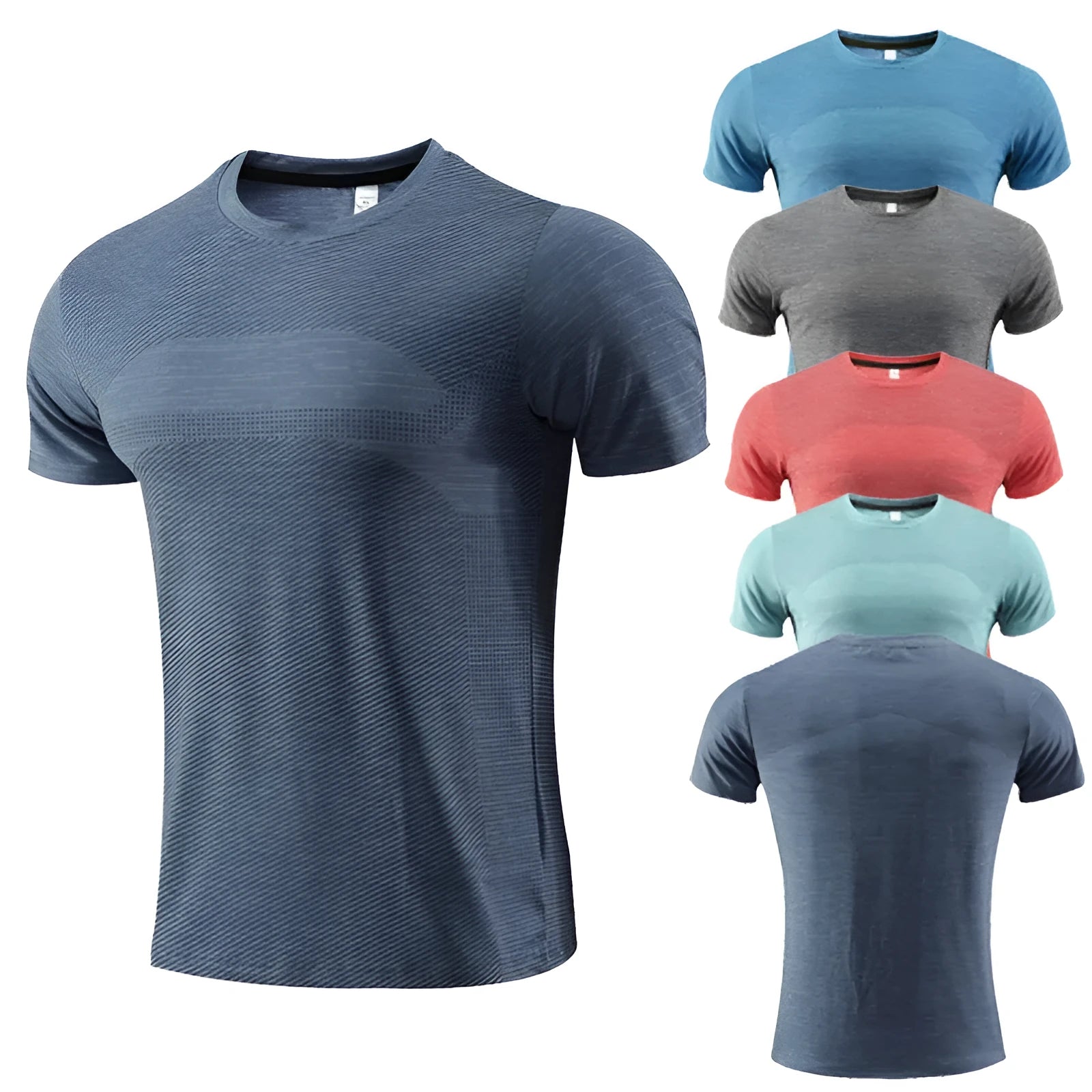 Short sleeve red sports t-shirt made from polyester spandex fabric for running and exercise.