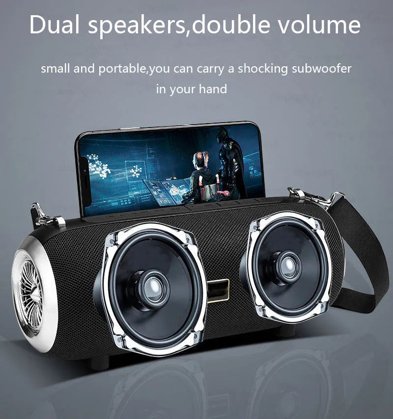 F666 square portable Bluetooth speaker in fabric mesh with shoulder strap