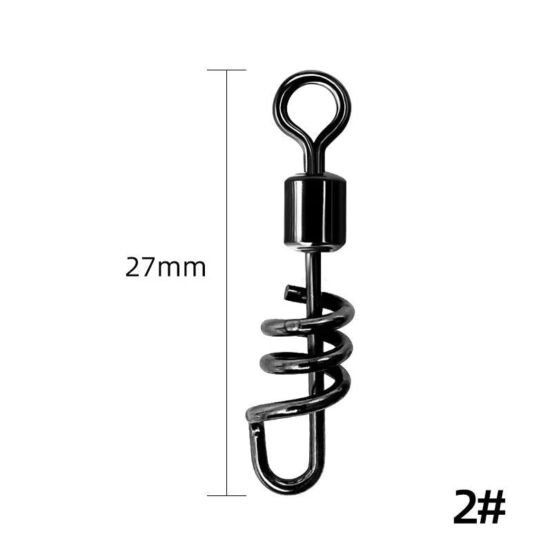 Stainless steel fishing swivel connector showing 8-shaped ring design with rotating centre joint