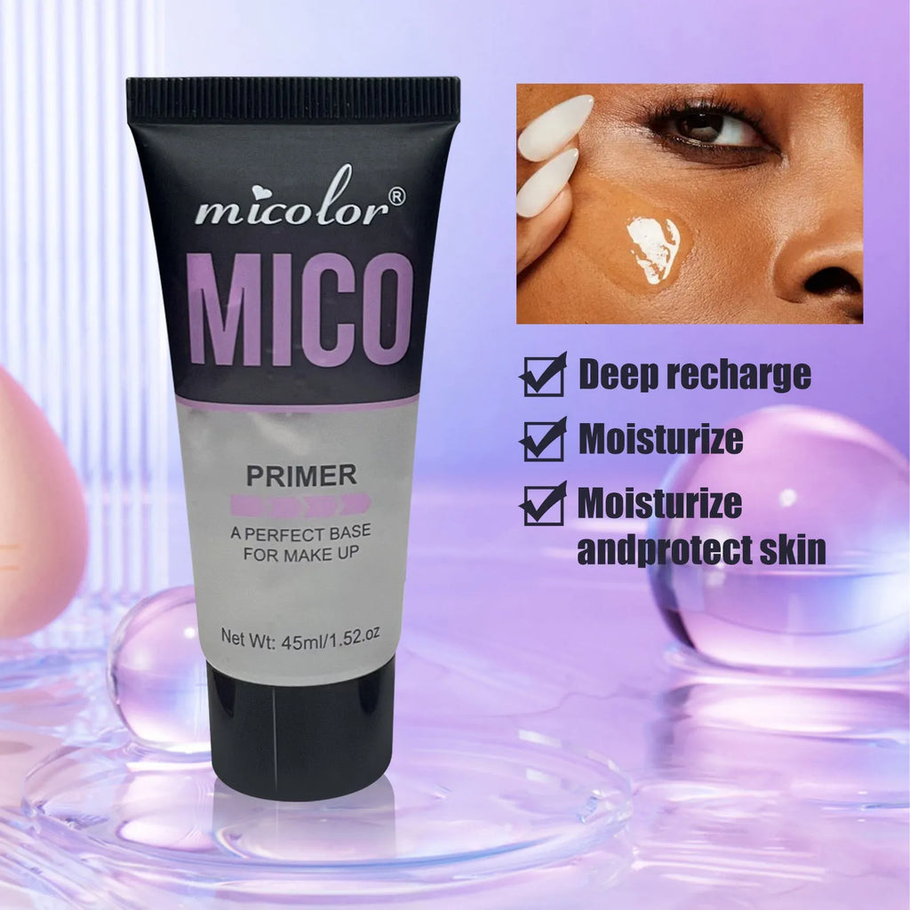 Two-in-one makeup primer and finishing spray set with 45ml lotion and 40ml spray in monochrome packaging