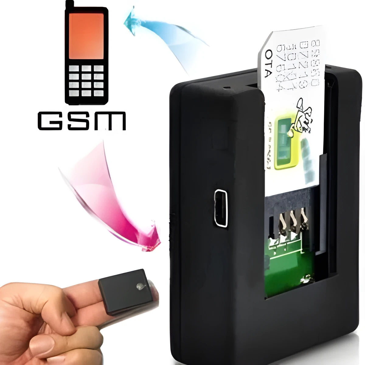 Black N9 mini X009 GPS car alarm tracker unit with SIM card slot