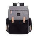 Large Oxford cloth diaper backpack with changing mat in beige colour, dimensions 33x39x15cm