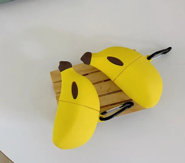 Yellow banana-themed silicone protective case for AirPods Pro wireless Bluetooth headphones