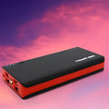 20000mAh portable power bank with 4U fast charging in red, blue, green, yellow, and black colour options