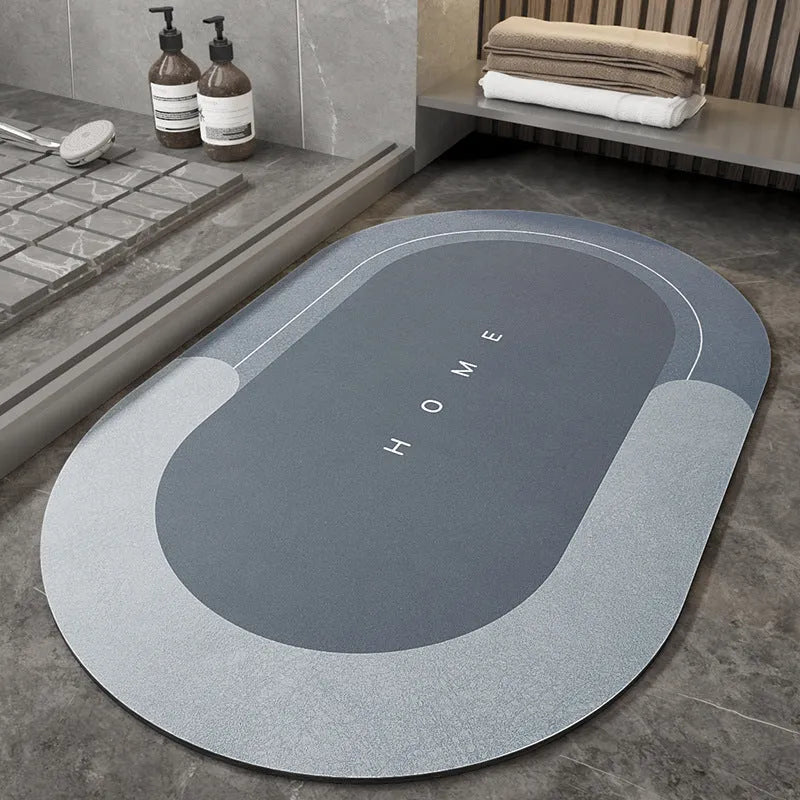 Blended fabric bathroom floor mat in oval and rectangular shapes with Baikal colour options
