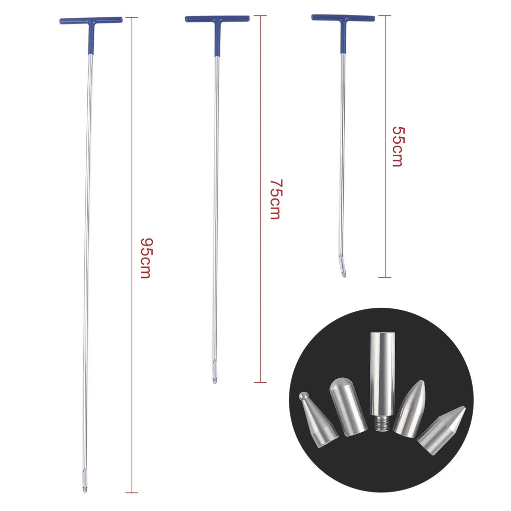 Three-piece alloy steel car dent repair tool set with hook crowbars for automotive bodywork