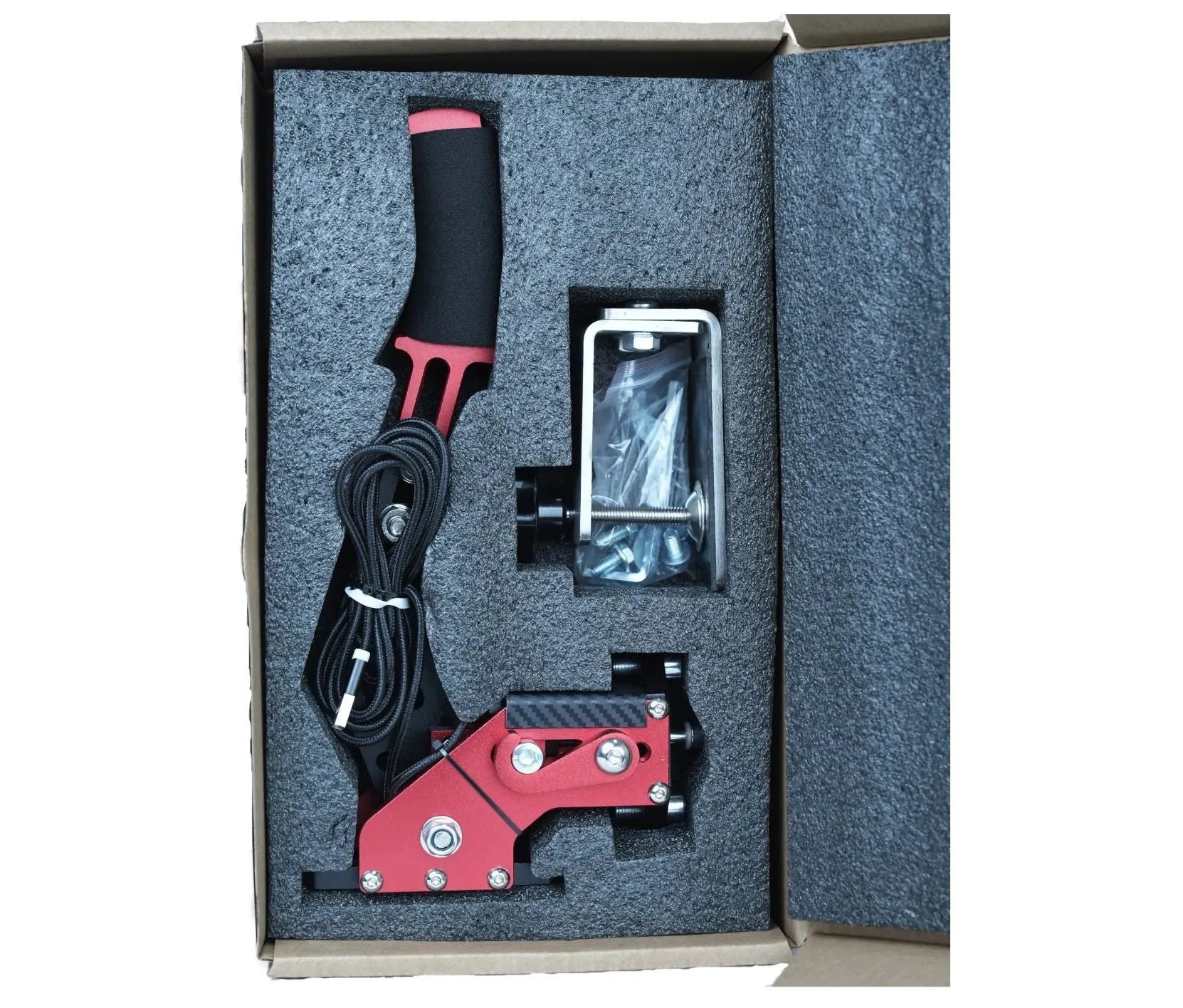 USB racing simulator handbrake with adjustable clamp in choice of five colours
