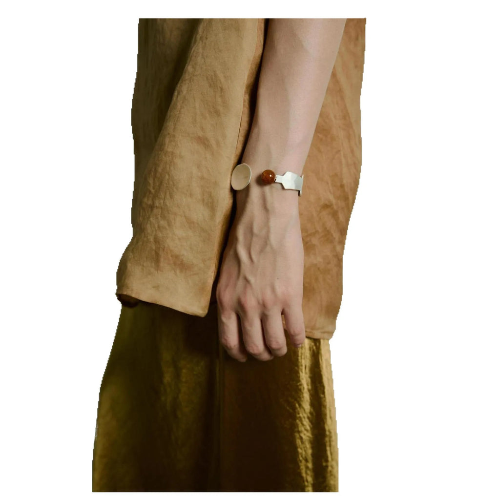 Small round spoon stewed pork motif ring and bracelet set in electroplated alloy