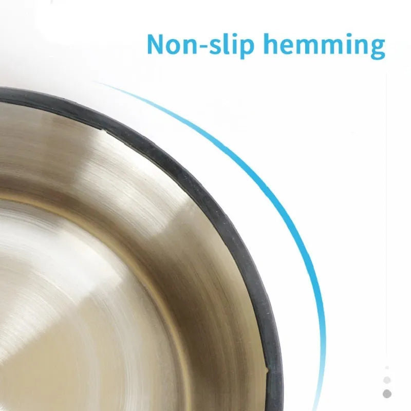 Stainless steel pet bowl inside colourful melamine pot with non-slip base