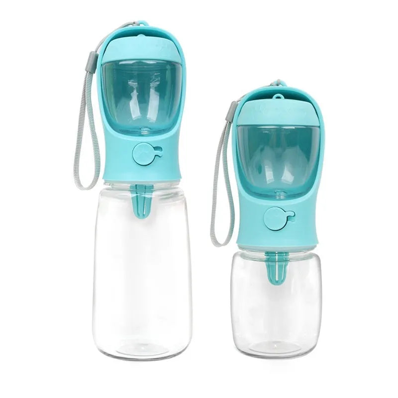 Blue dual-use portable dog water cup with split water grain design for outdoor hydration
