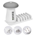 Besegad mushroom-shaped USB charging station with five ports and white LED light