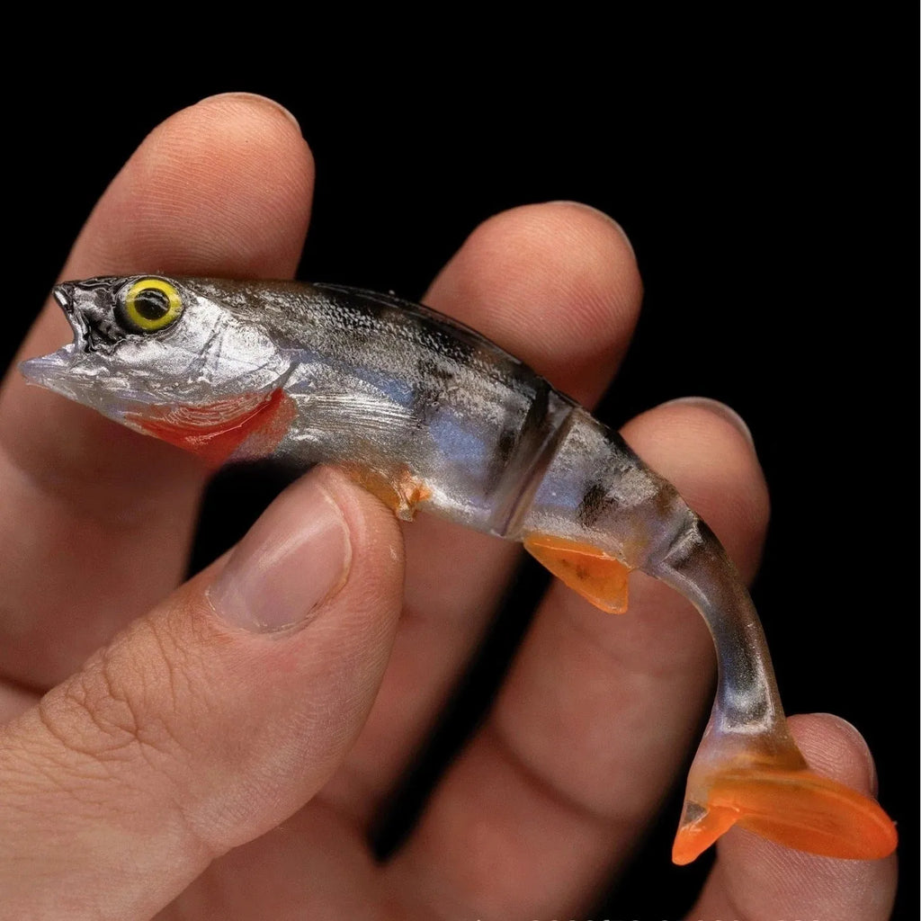 Fish T Tail soft plastic fishing lure with realistic fish colour pattern for catfish and sea fishing