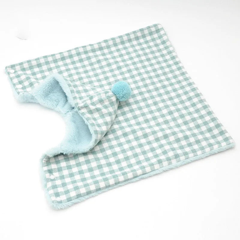 Cotton pet blanket sleeping bag in pink grid pattern for dogs and cats