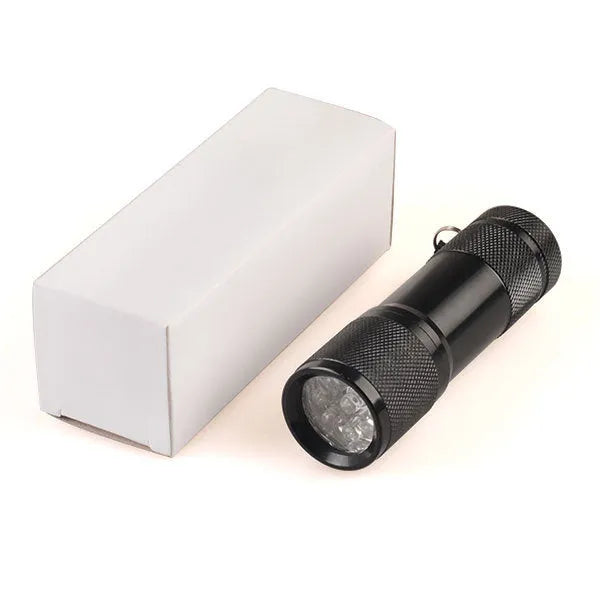 Black aluminium alloy Smart Vein Locator medical device showing red LED illumination for vein identification