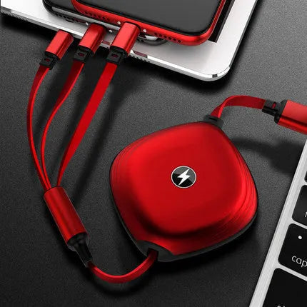 3 in 1 telescopic charging cable extended to 120cm with titanium connectors