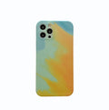 Soft silicone iPhone case with gradient geometric abstract design in blue colour compatible with iPhone 12