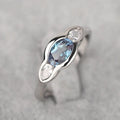 White gold geometric ellipse women's ring with zircon inlay on copper