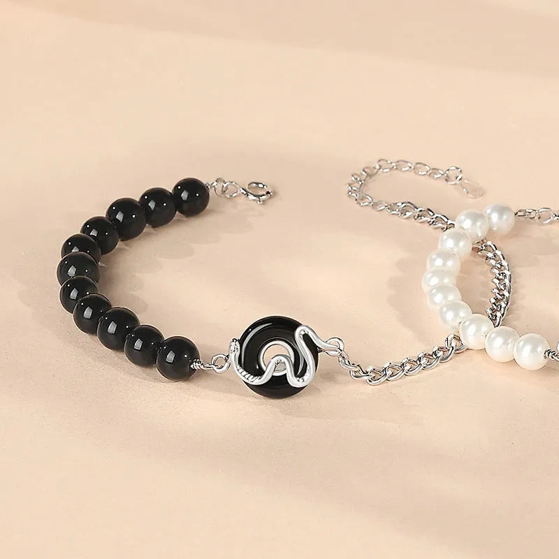 925 sterling silver bracelet with snake zodiac design and secure buckle in New Chinese style