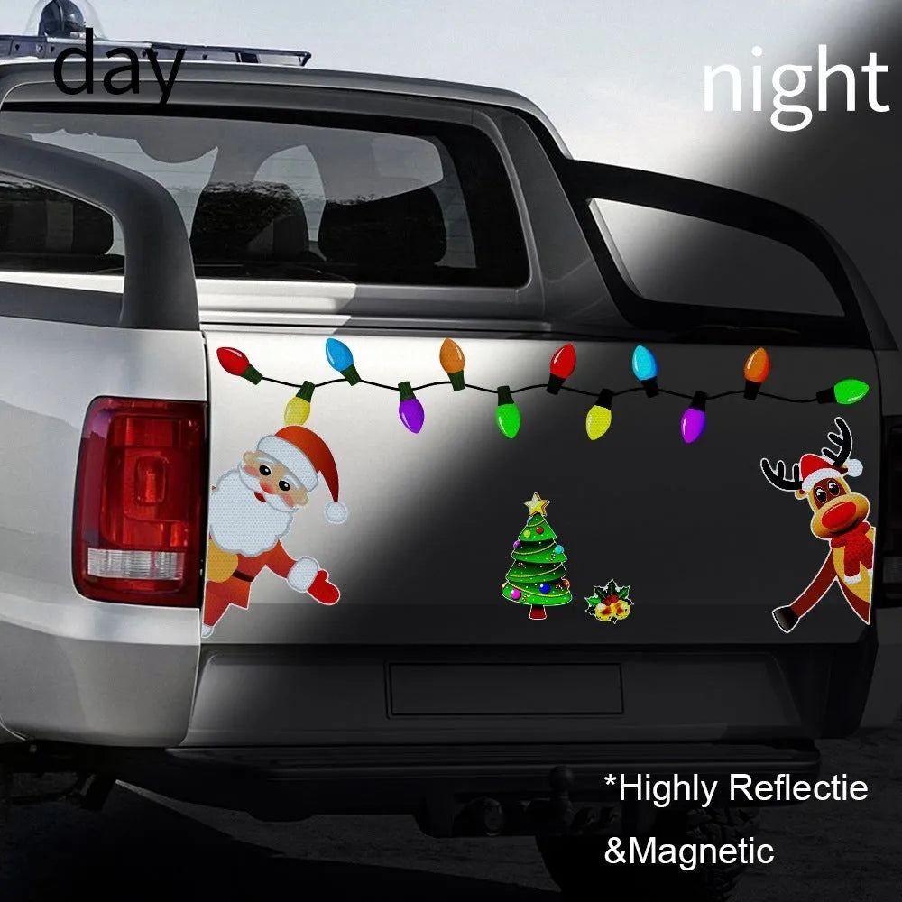 Medium magnetic Christmas elk car decoration sticker with reflective elements
