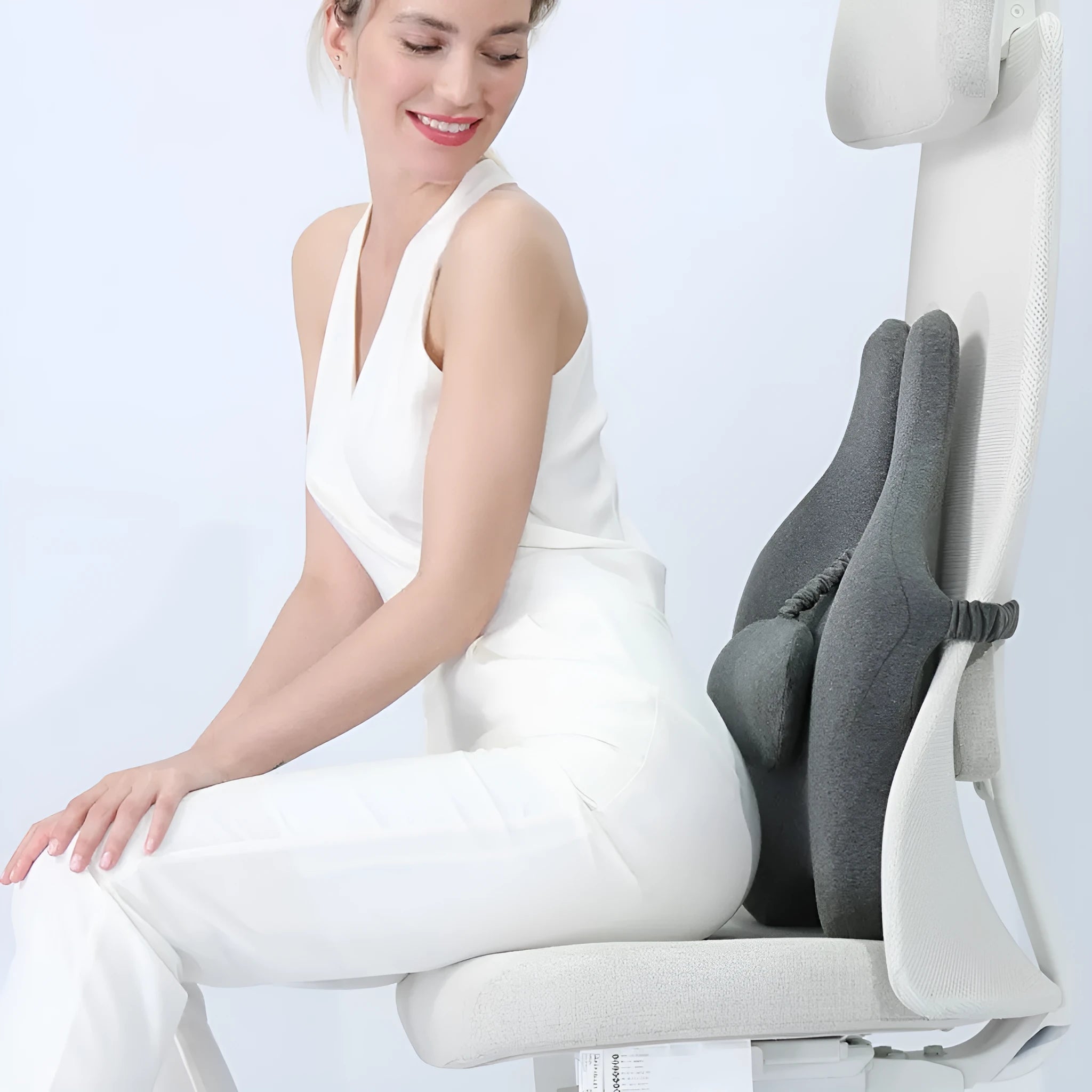 Memory foam car cushion for lumbar support in black, dark grey, light grey or pink colours