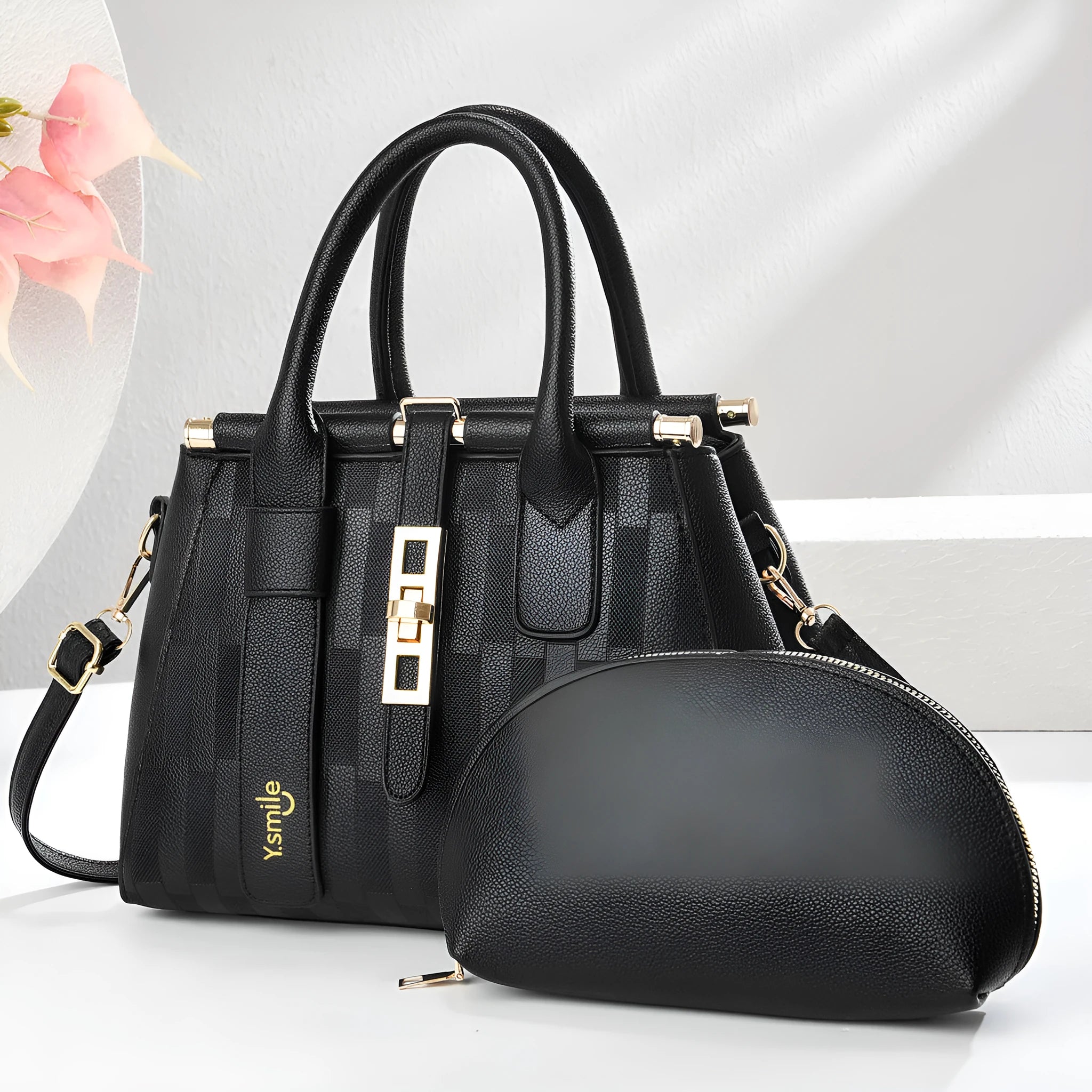 Round PU leather crossbody shoulder bag in multiple colours, dimensions 28x13x20cm.