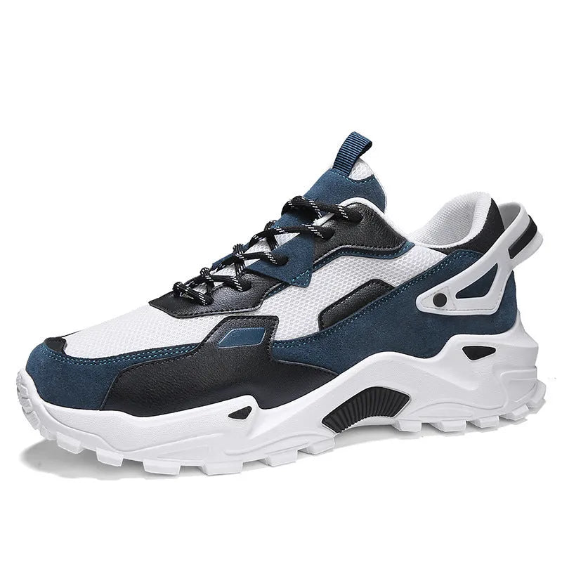 Brand men's casual breathable sneakers in beige with colour matching design