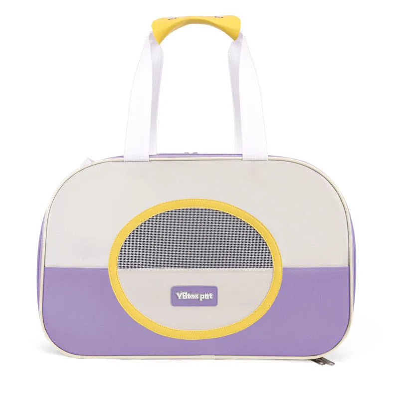 Outdoor portable foldable cat backpack pet carrier in Oxford cloth with contrast colour pattern