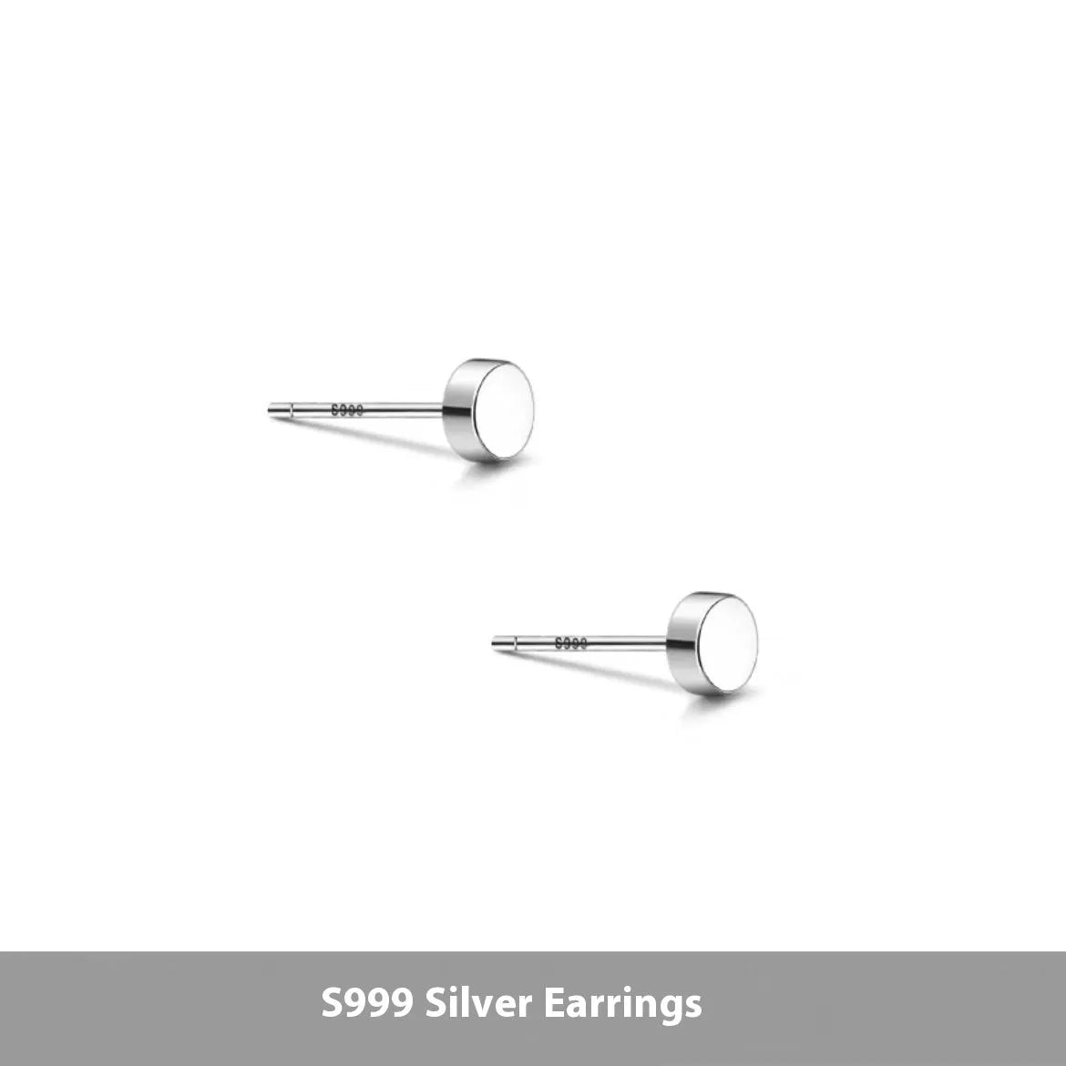 S999 sterling silver flat ear bone studs in silver and black colours, 3mm to 8mm sizes