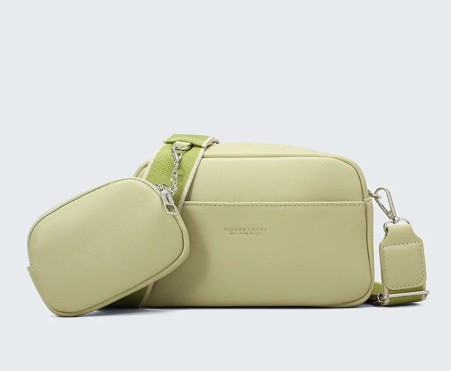 Simple women's large capacity PU shoulder bag in horizontal square shape with shoulder strap, available in multiple colours
