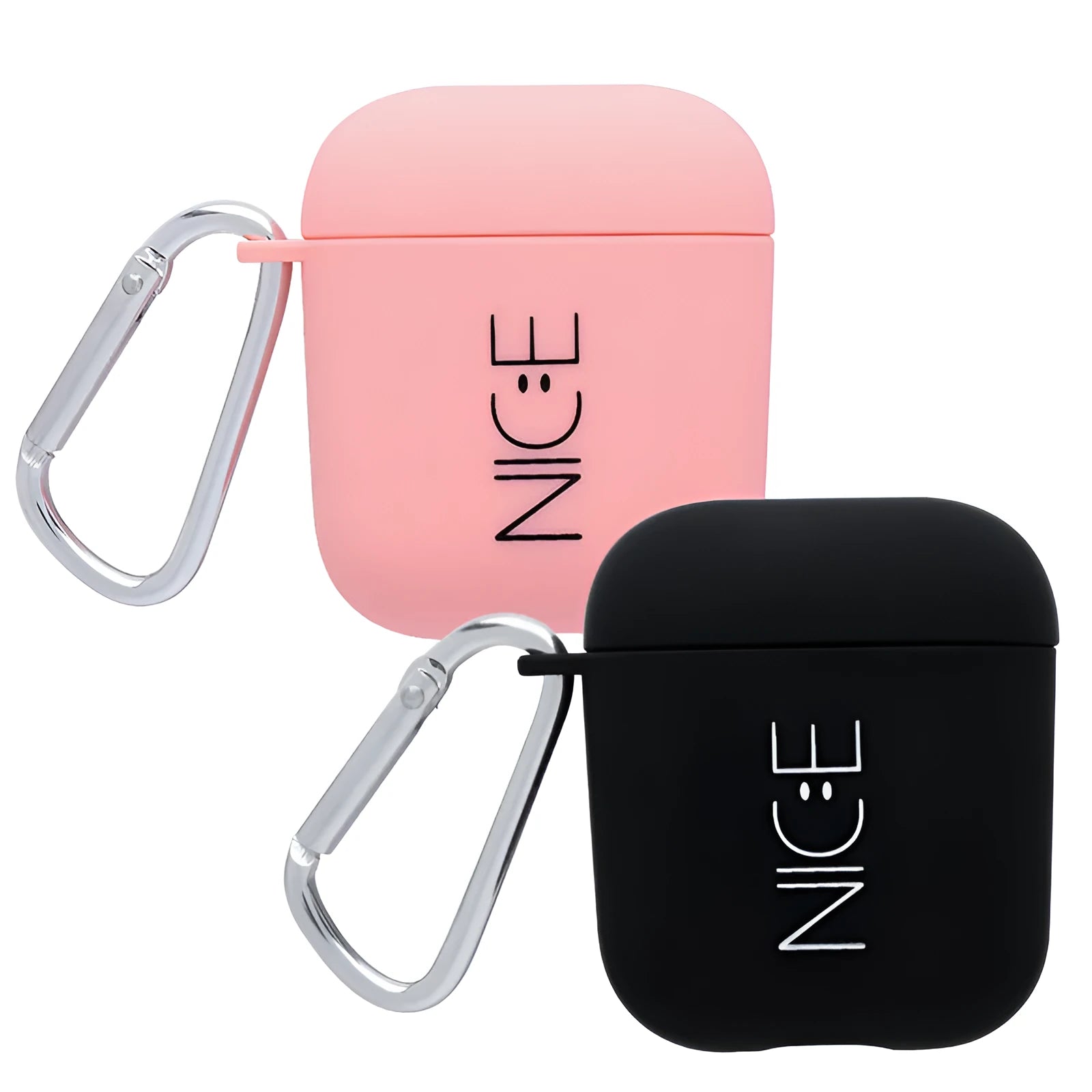 AirPods protective cover case with decorative sticker in black or pink colours