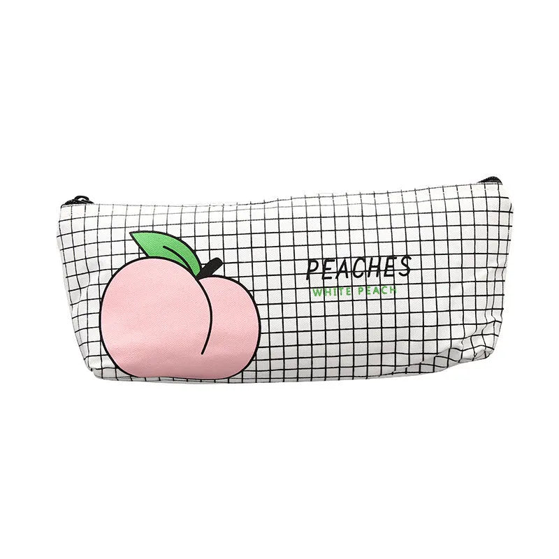 Rectangular canvas pen bag in White Peaches colour measuring 20x8.5cm