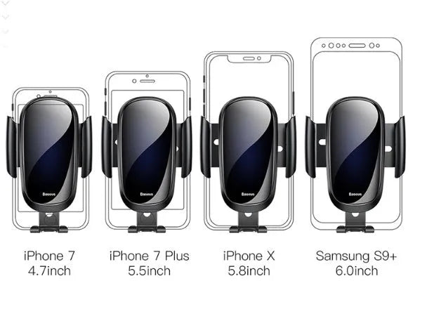 Universal smart car bracket phone holder in black, blue, or silvery mounted on a car dashboard