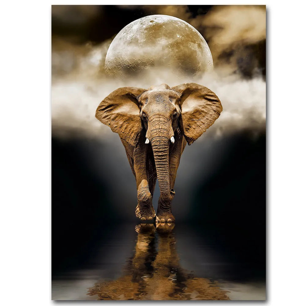Creative home decor elephant canvas painting in black, frameless flat print on oil on canvas