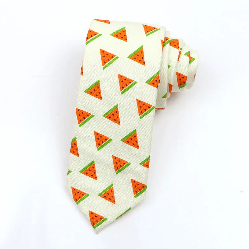 Korean style narrow men's cotton bow tie with a printed cartoon pattern, shown in colour GH21-01.