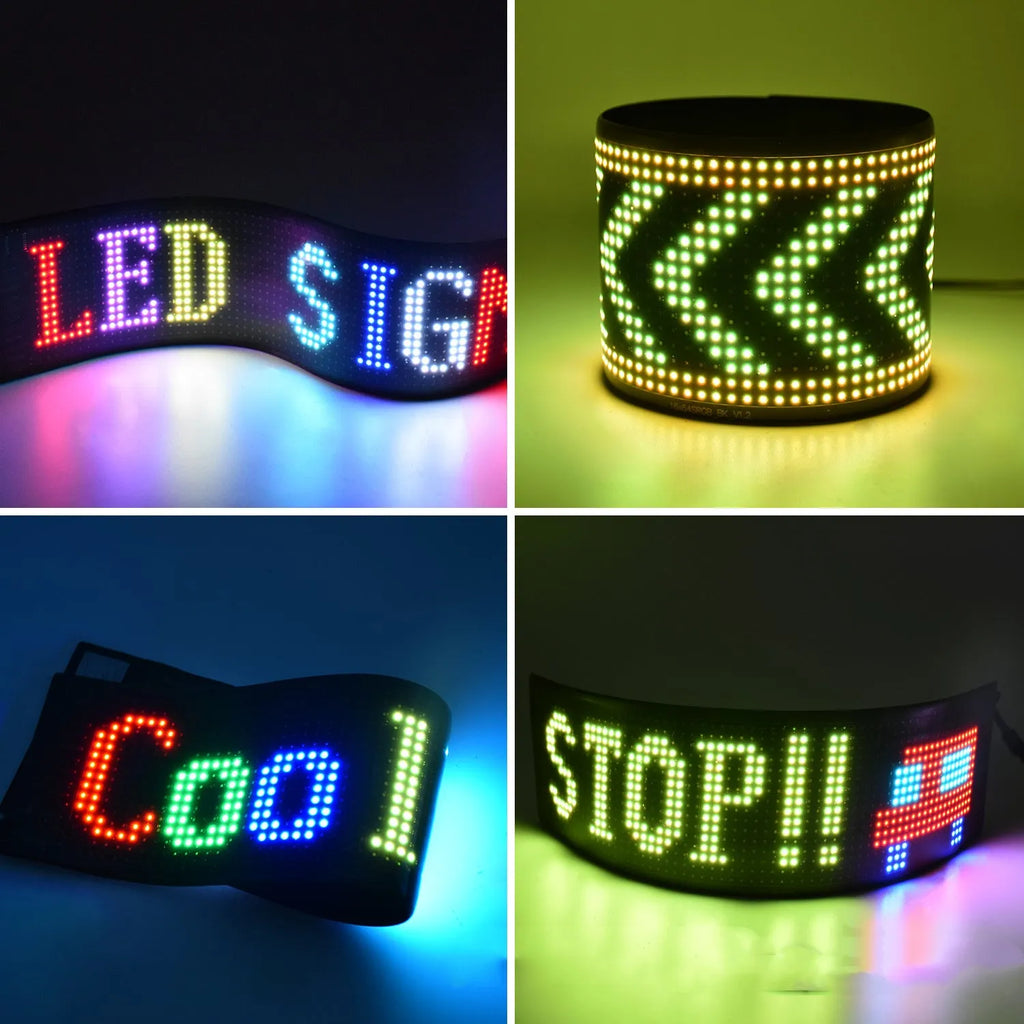 Flexible LED wireless soft screen with 37.2cm length and USB power for custom indoor scrolling display