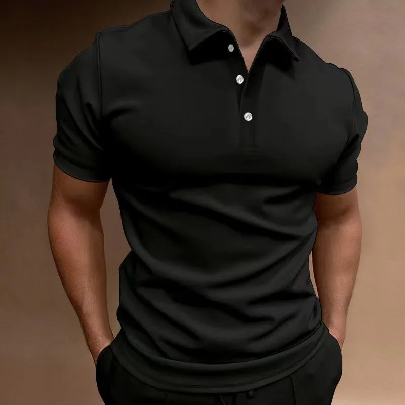 Men's loose fit cotton blend T-shirt with button detail and short sleeves in multiple colours