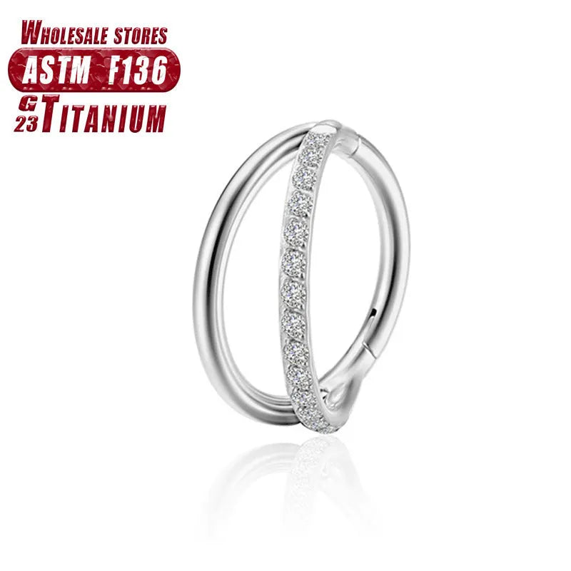 Titanium alloy fork-style nose ring body jewellery shown in silver finish.