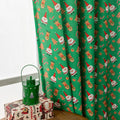 Red and green Snowman Angel printed fabric Christmas curtain, 1 metre long