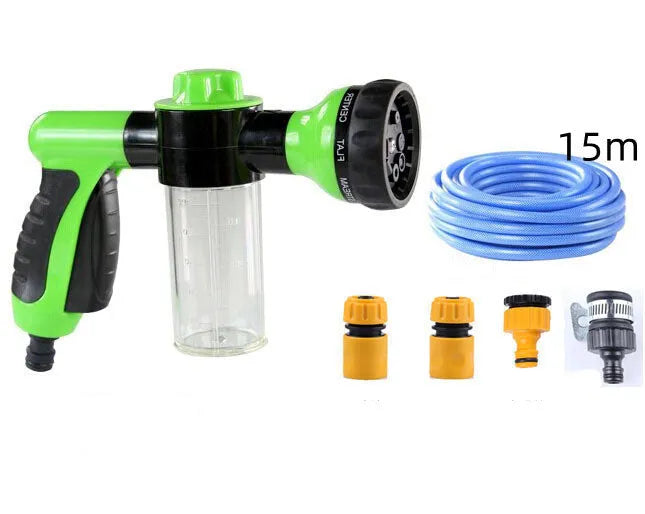 Green high pressure foam spray gun with adjustable nozzle for car washing and garden watering