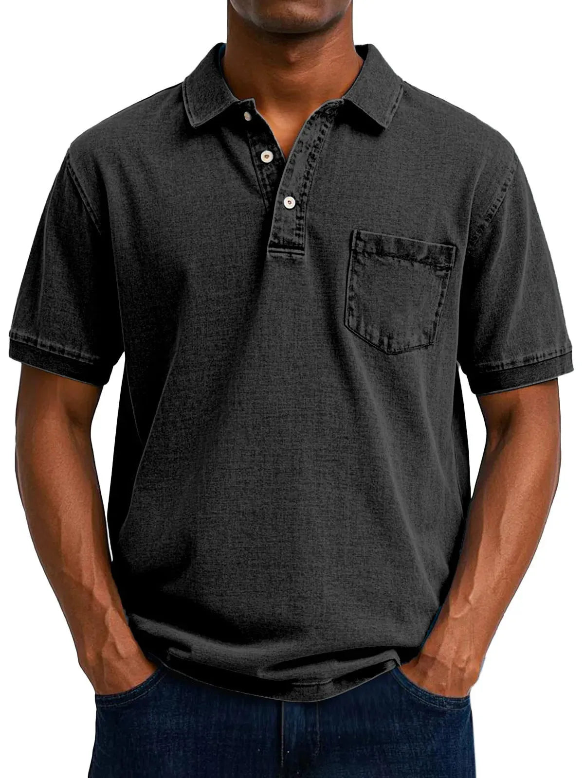 Printed men's loose fit short sleeve shirt in plus sizes with Korean cardigan styling