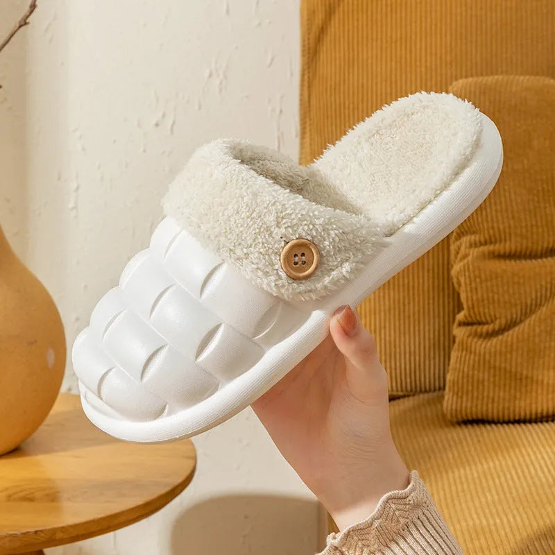 Plaid EVA slippers with detachable plush lining in multiple colours for women