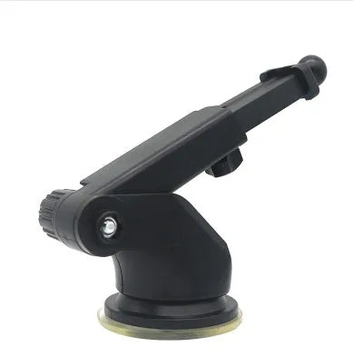 Universal telescopic car phone holder with adjustable long arm on a dashboard.