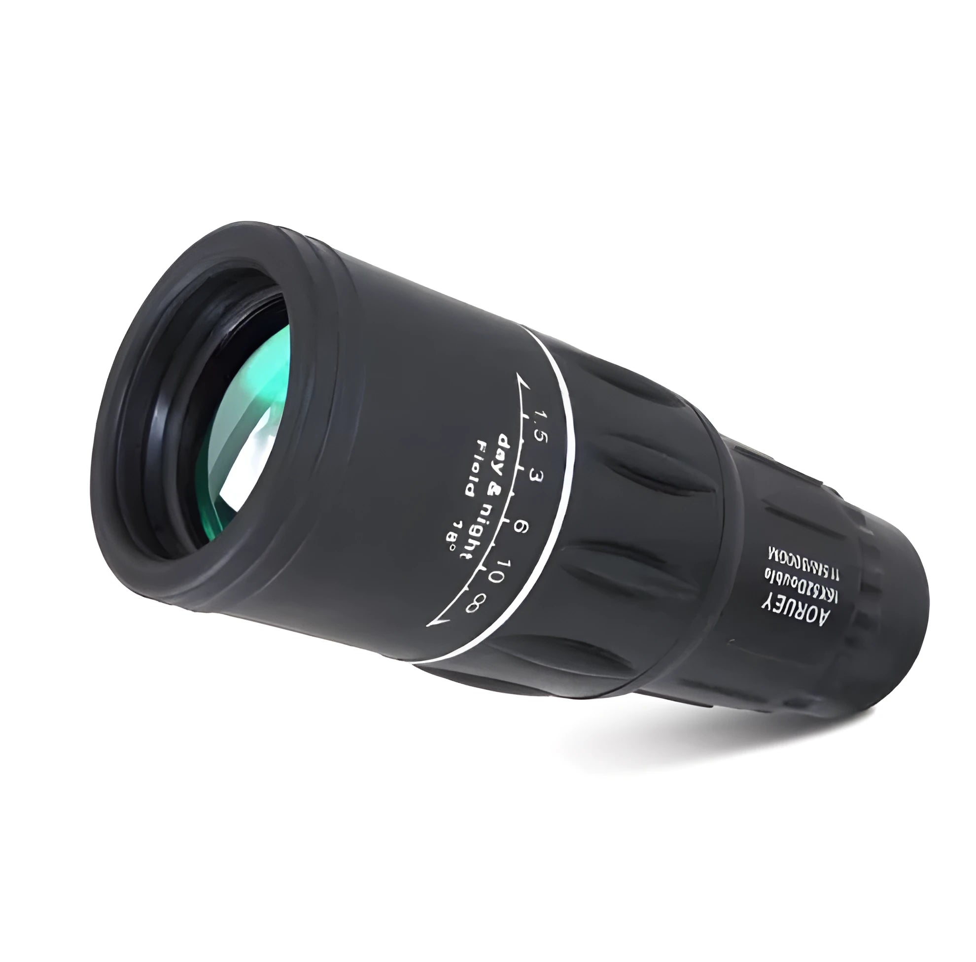 Black 16x52 high-power monocular with waterproof body and enhanced green film lenses.