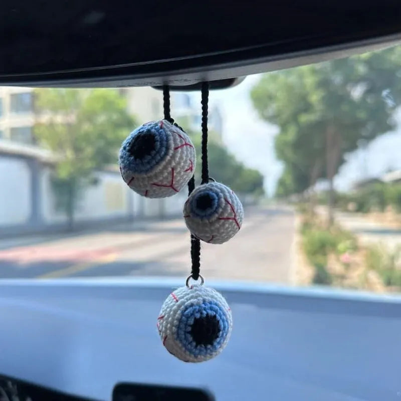 Plush hand-woven car hanging ornament with Halloween cartoon design on polyester fabric