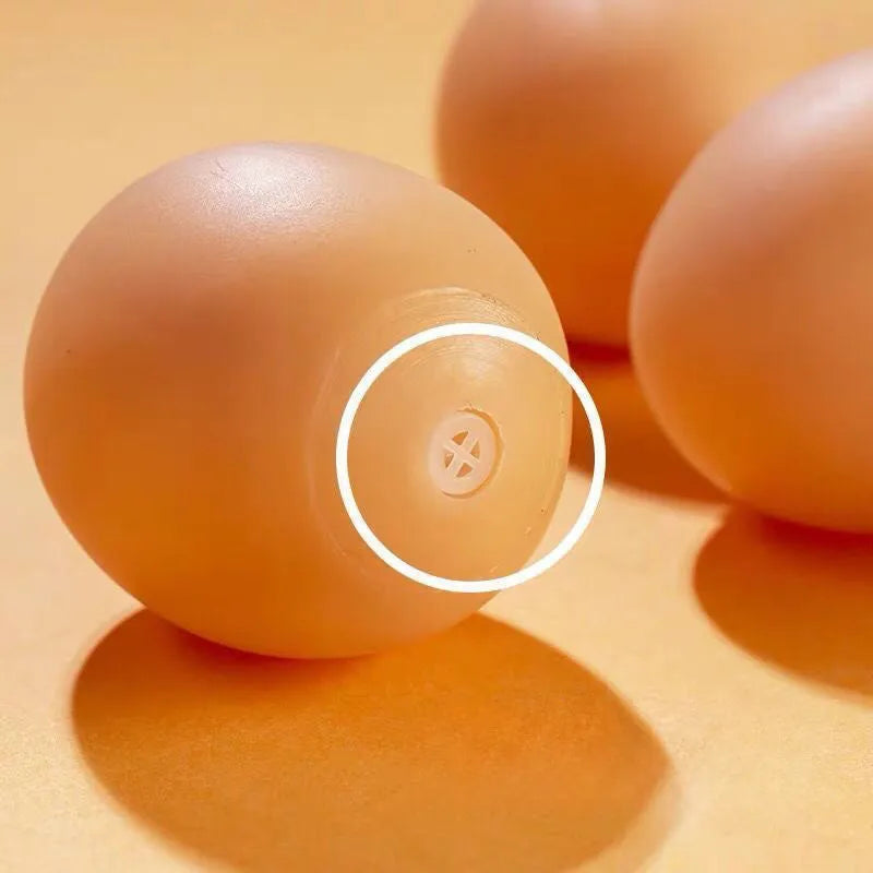 Egg-shaped plastic dog toy with squeaker for teeth cleaning and interactive play