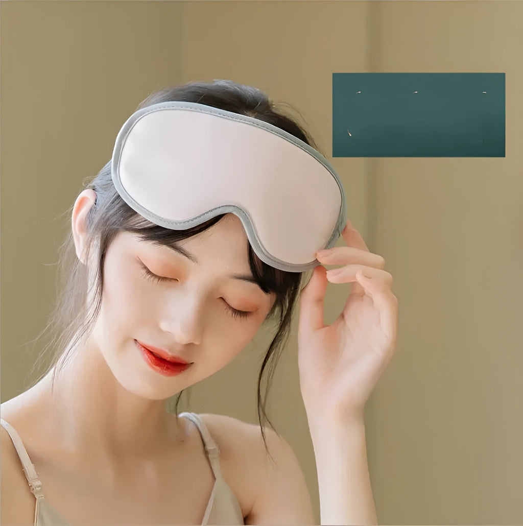 Portable eye SPA mask with steam and vibration massage functions in green or pink colours