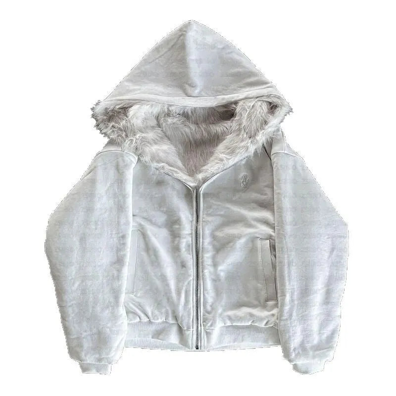 Unisex baggy coat in white or black with long sleeves and loose cardigan fit