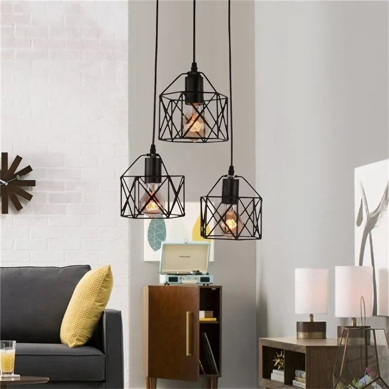 American country decorative lights with iron shade in multiple head configurations